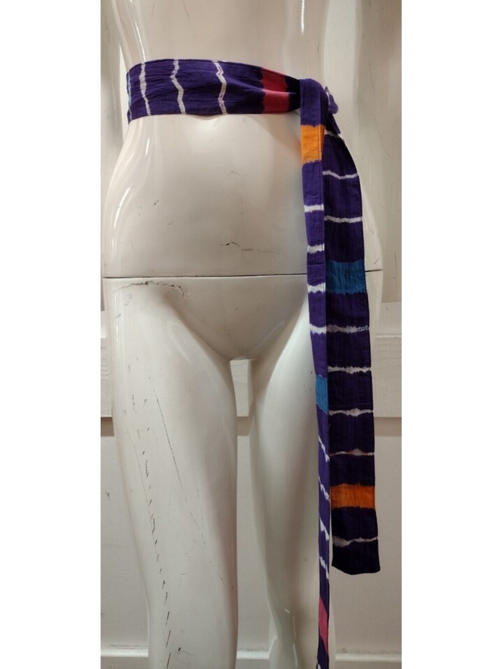 1970s Purple Sash Belt L Psychedelic Tie Dyed Cotton Head band ORIGINAL HIPPIE - Picture 4 of 13